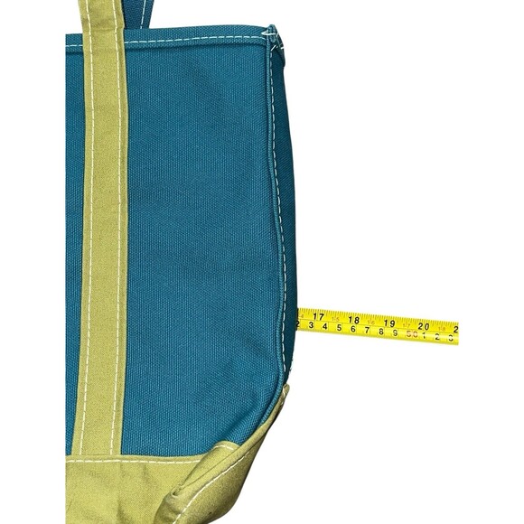 Vtg L.L. Bean Canvas Tote Bag Boat and Green Blue Rare Retro Medium Embroidered - Picture 5 of 6